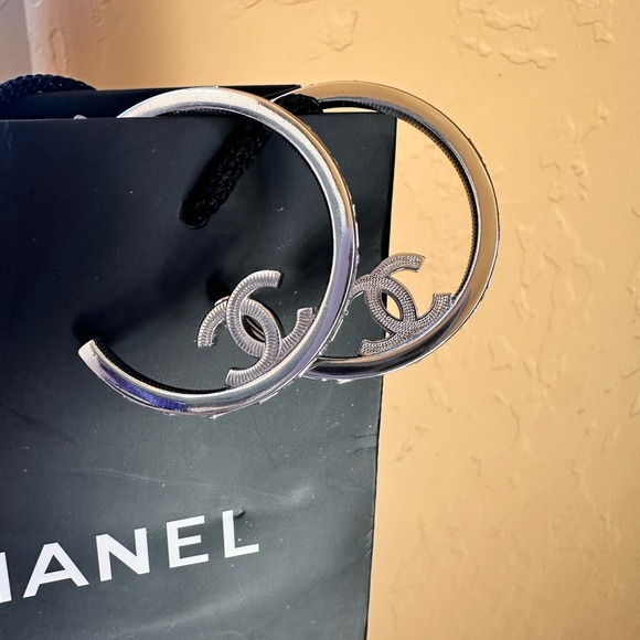 Silver Designer Hoop Earrings - Picture 3 of 6